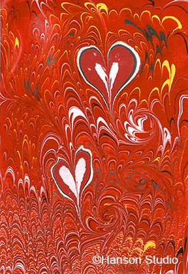 Red Hearts on Red and Yellow Scallop